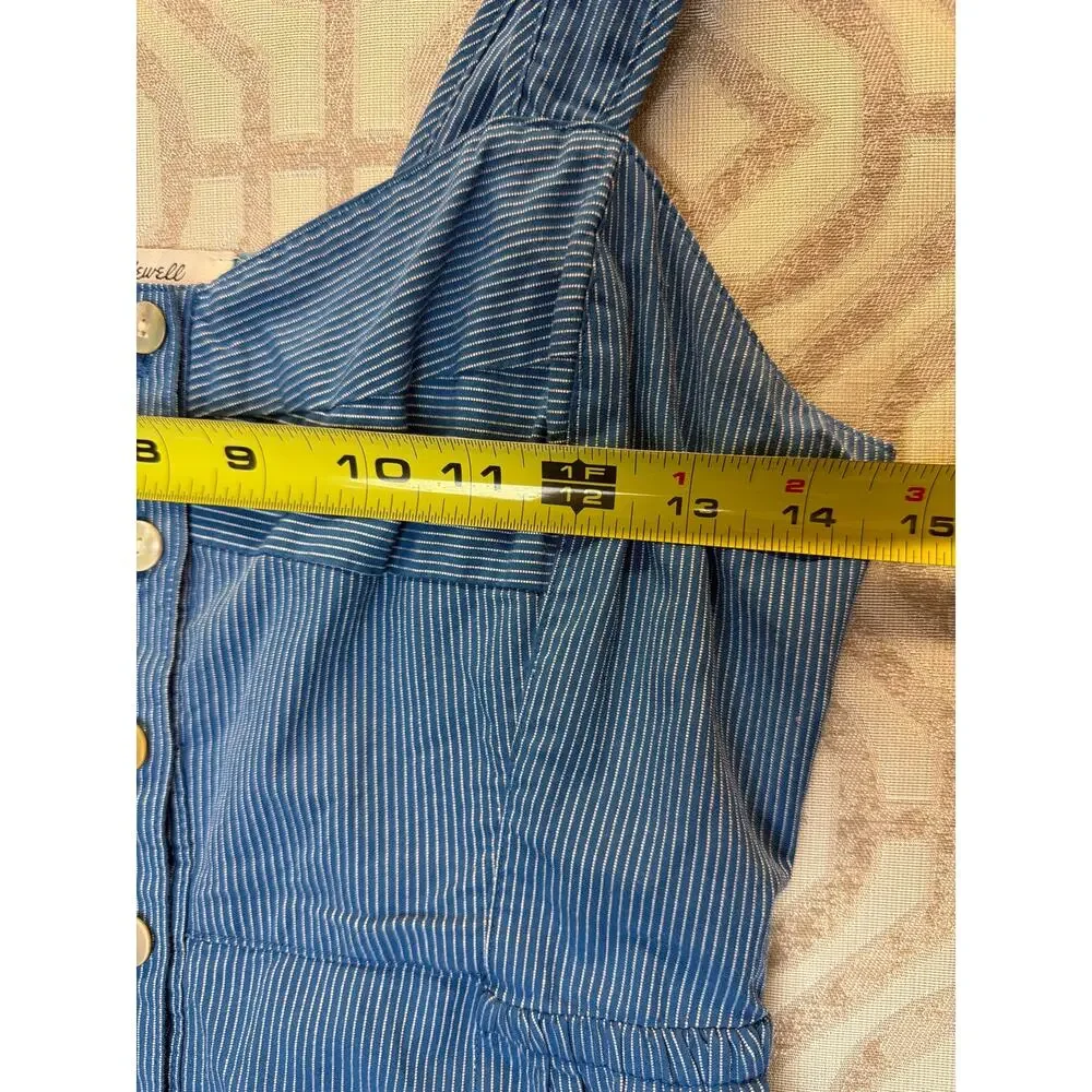 Madewell‎ Blue Striped Button-Front Tiered Midi Dress with Pockets size 0